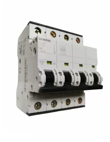 Interruptor automático Siemens 4P 8A 6KA, curva C, 4 módulos, 5SY64087