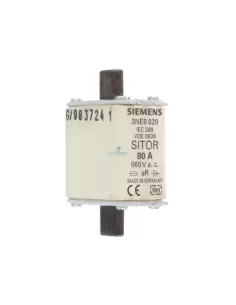 Fusible Siemens 3NE80201, groupe 00, intensité nominale 80 A, 690 V