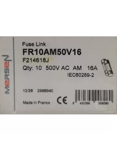 Mersen fr10am50v16 fuse 10x38 am 16a 500vac