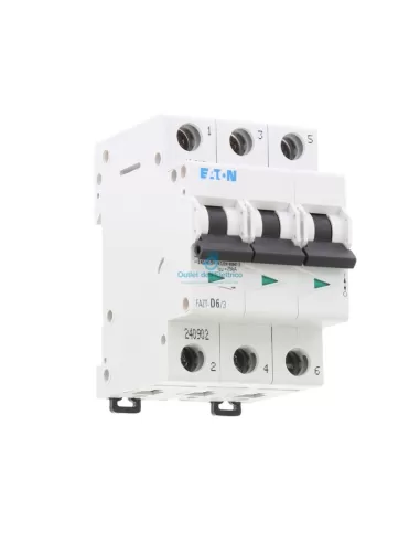 Disjoncteur Eaton Fazt-d6/3 15 kA 3P D 6A