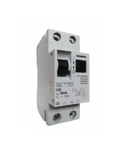 Disjoncteur différentiel Siemens 5su37670kw25 1p n 30ma c25 6ka