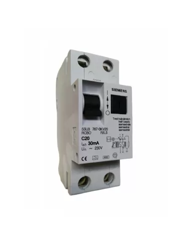 Siemens 5su37670kv20 1p n 30ma c20 6ka differential circuit breaker