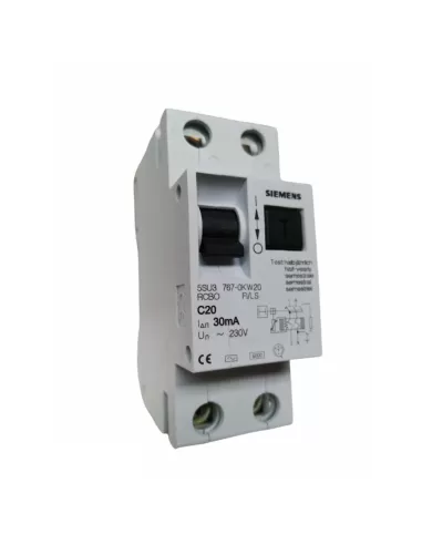 Siemens 5su37670kw20 1p n 30ma c20 6ka differential circuit breaker