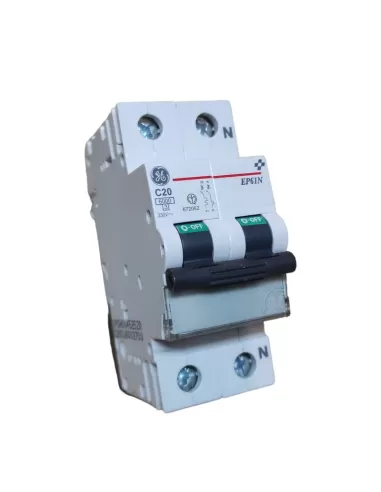 Ge power 672062 ep61nc20 disjoncteur automatique 1p n 20a 6ka c