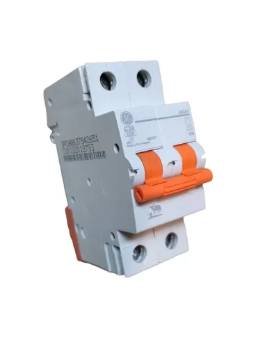 Ge power 690707 dg42 c20 circuit breaker 2p 20a 4.5ka c 2m