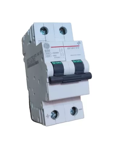 Disjoncteur automatique GE Power 673349 EP102UCB50 2P 50A B 440//500 Vcc photovoltaïque