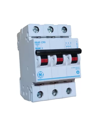 Disjoncteur automatique GE Power 590415 HA43 N C10 tripolaire 10 A 4,5 kA C
