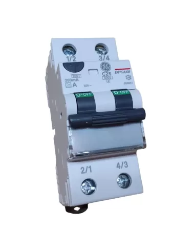 Ge power 606851 dpca60c25//300 interruttore magnetotermico differenziale 2p c25 6ka a//0,3