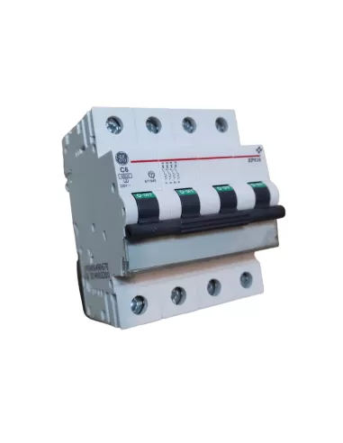 Disjoncteur GE Power 671945 EP454C6, 4 pôles, 6 A, 4,5 kA, 4 m