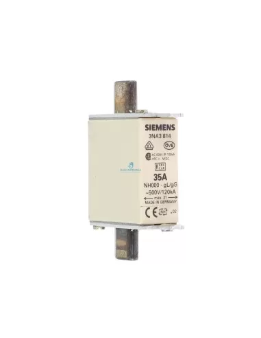 Fusible Siemens 3NA3814 NH 000 GL/GG 35 A 500 V CA
