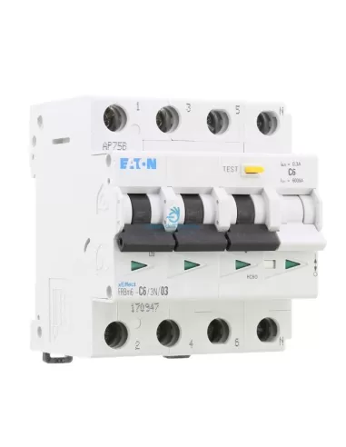 Disjoncteur différentiel Eaton Frbm6-c6/3n/03 c6 4p 6ka 0,3