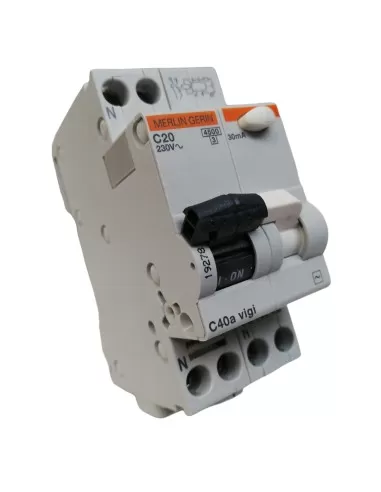 Merlin gerin 19278 1p n 20a 0.03a c-ac 4.5ka differential circuit breaker