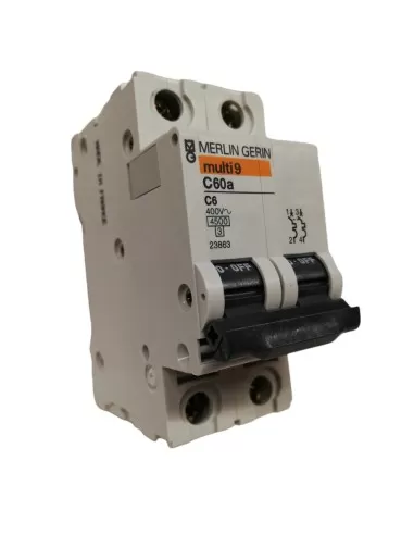 Disjoncteur Merlin Gerin 23863 2P 6A 4,5k C 2mod C60