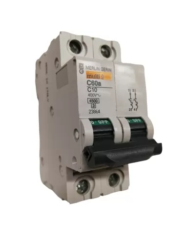 Disjoncteur Merlin Gerin 23864 2P 10A 4,5k C 2mod C60