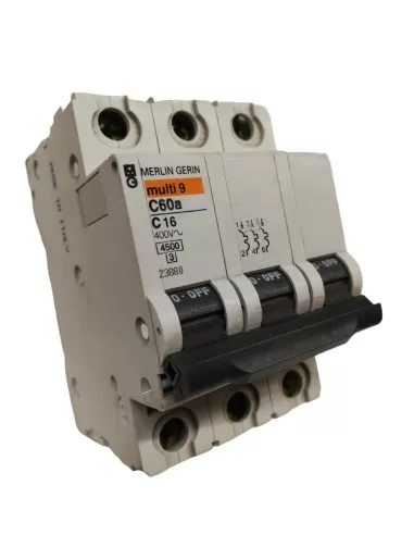 Disjoncteur Merlin Gerin 23880 tripolaire 16 A 4,5 kΩ C 3mod C60