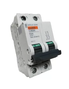Merlin gerin 25111 circuit breaker 2p 2a 10k d 2mod c60