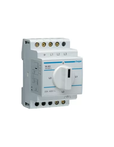 Interruptor de corriente para carril DIN de 3 módulos Hager sk603