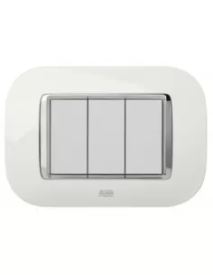 Abb placca round 2 moduli lucent bianco alabastro