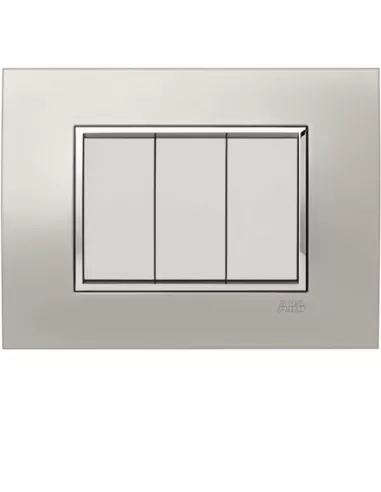 Plaque carrée Abb 3 modules métal aluminium satiné