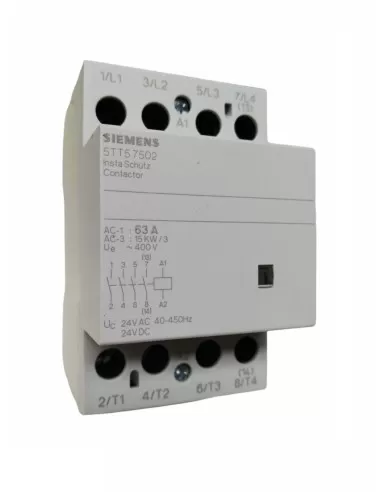 Siemens 5tt57502 contactor 4p 63a 24vac//cc 4na 3 modules