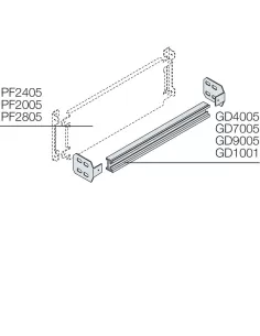 ABB GD7005 DIN rail composition kit, 465mm aluminum bar + side brackets + pins lungh.totale 700mm