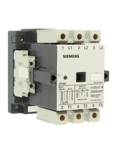 Contacteur tripolaire Siemens 3TF48220AC2, 37 kW, 400 V CA, 3 contacts auxiliaires, 2 NO, 2 NF, 24 V