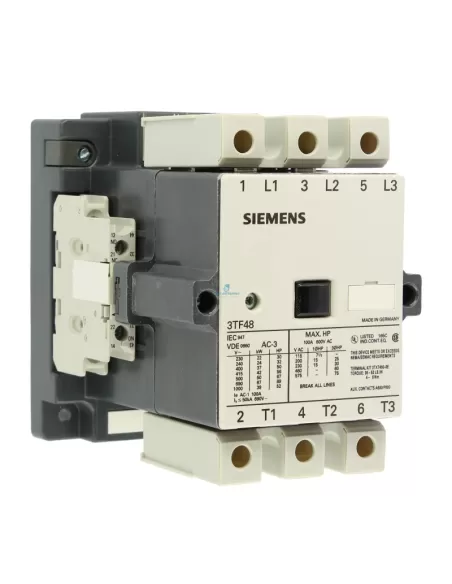 Siemens 3tf48220ac2 contattore 3 poli 37kw 400v ac-3 cont aux 2no 2nc 24v