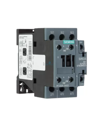 Contacteur Siemens 3RT20281AH20 18,5 kW, 1L, 1R, 48 Vca 50-60 Hz S0 VT