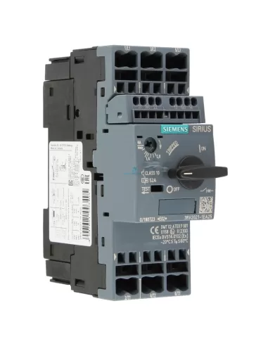 Disjoncteur Siemens 3rv20211ea25 s0 pour la protection des moteurs, classe 10, 2,8-4 A, 1 NO, 1 NF, bornes à ressort