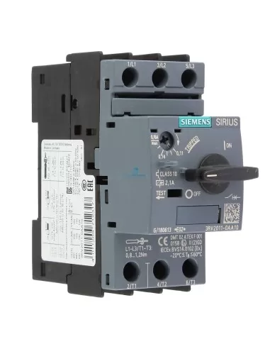 Disjoncteur de protection moteur Siemens 3rv20110aa10 s00, 0,11..0,16a