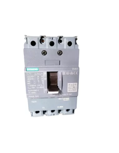 Siemens 3va10803ed360aa0 interruttore automatico 3va 80a 3p 25ka tm ftfm b//t
