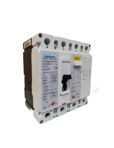 Siemens 3vf31121hn410aa0 interrupteur automatique 4x63a 50-63a 415v 40ka neutre protégé