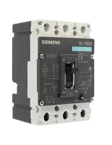 Siemens 3vl17161dd330aa0 circuit breaker vl160x n 3x160a distr tm
