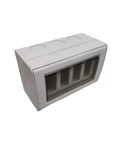 Vimar 13541 IP55 4-Module Enclosure, 8000 Series, Grey, Ral 7035
