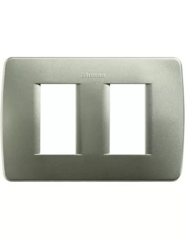 Bticino luna plaque module 503 2 places métal vert c4803//2vm