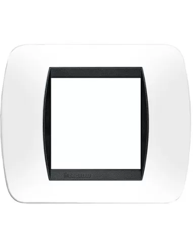 Bticino l4802ba living international white plastic 2-seater plaque