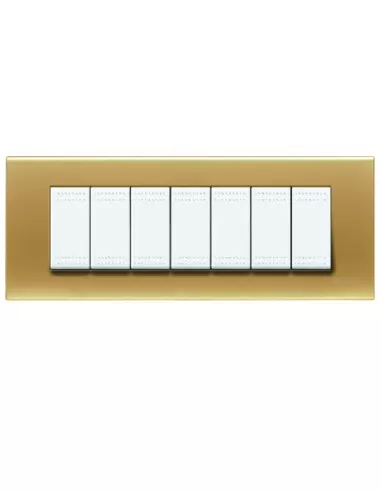Placa Bticino light de 7 plazas en oro satinado n4807os
