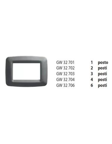 Placa Gewiss de 4 plazas en titanio metalizado playbus young gw32704 playbus