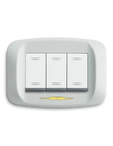 Ave placca pressofusione 3 moduli bianco   sottoplacca 45pb93bb serie banquise