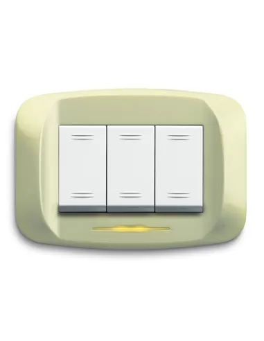 Placa de fundición a presión Ave 3 módulos champagne mica bajoplaca 45pb93cmc serie banquise