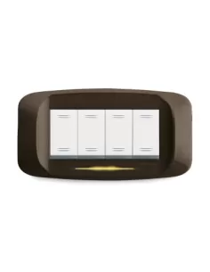 Ave 4-module die-cast plate in metallic bronze, under-plate 45pb94bz, Banquise series