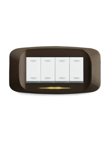 Ave 4-module die-cast plate in metallic bronze, under-plate 45pb94bz, Banquise series