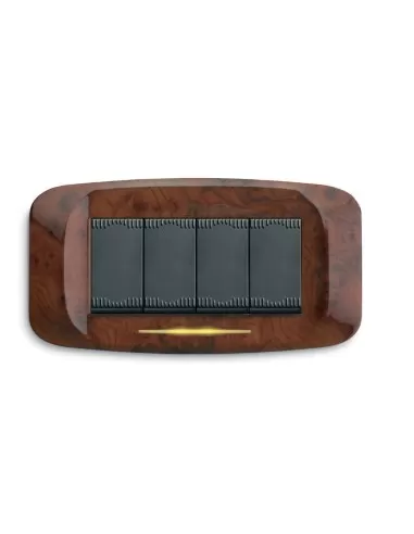 Ave 4-module die-cast plate, briar root underplate, 45pb94rd, Banquise series