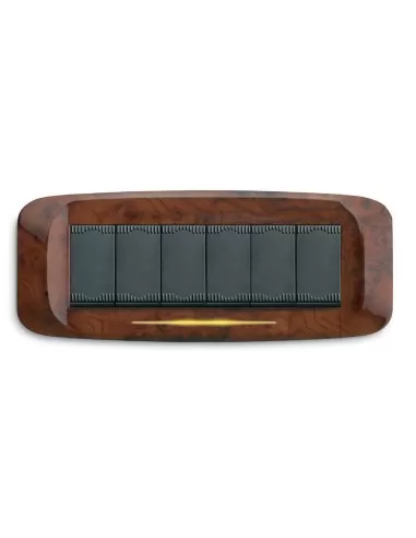 Ave placca pressofusione 6 moduli radica  sottoplacca 45pb96rd serie banquise