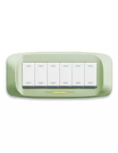 Ave placca pressofusione 6 moduli verde micallizzato   sottoplacca 45pb96vmc serie banquise