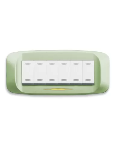 Ave placca pressofusione 6 moduli verde micallizzato   sottoplacca 45pb96vmc serie banquise