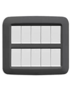 Placa de tecnopolímero Ave yes 10 módulos gris oscuro metalizado 45py010gsm serie yes