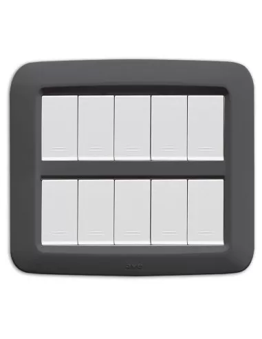 Ave placca yes tecnopolimero 10 moduli grigio scuro metallizzato 45py010gsm serie yes