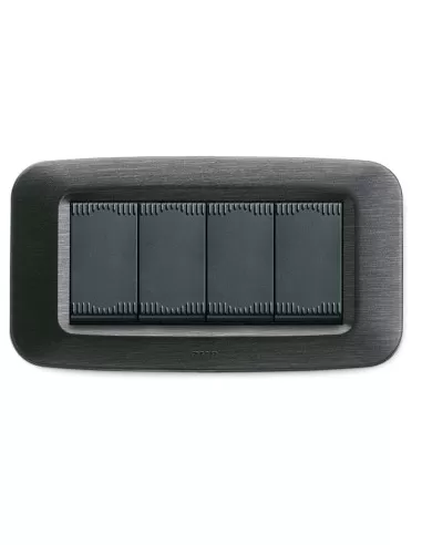 Ave placca yes tecnopolimero 4 moduli grigio scuro satinato 45py04gss serie yes