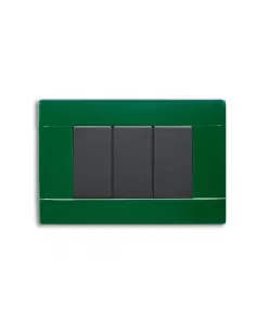 Plaque en technopolymère Ave RAL 45 brillant 3 modules vert anglais 45P03VI série blanche